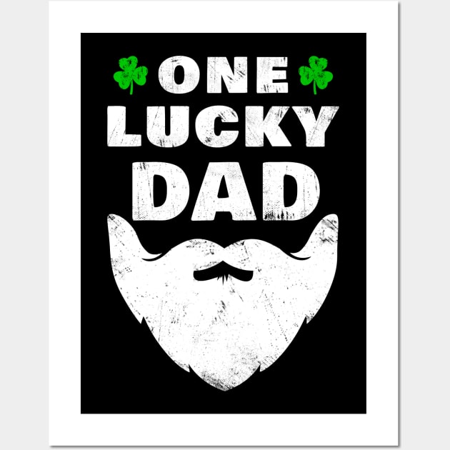 One Lucky Dad Funny St Patrick Day Gift Wall Art by Yasna